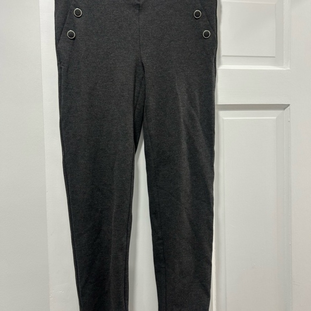 89th + Madison Charcoal Pull On Pants Women Small Petite S/P Stretch